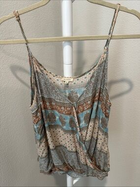 En Creme Blue and Brown Printed Camisole